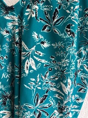 Teal Floral One-Piece Swimsuit with White & Black Print